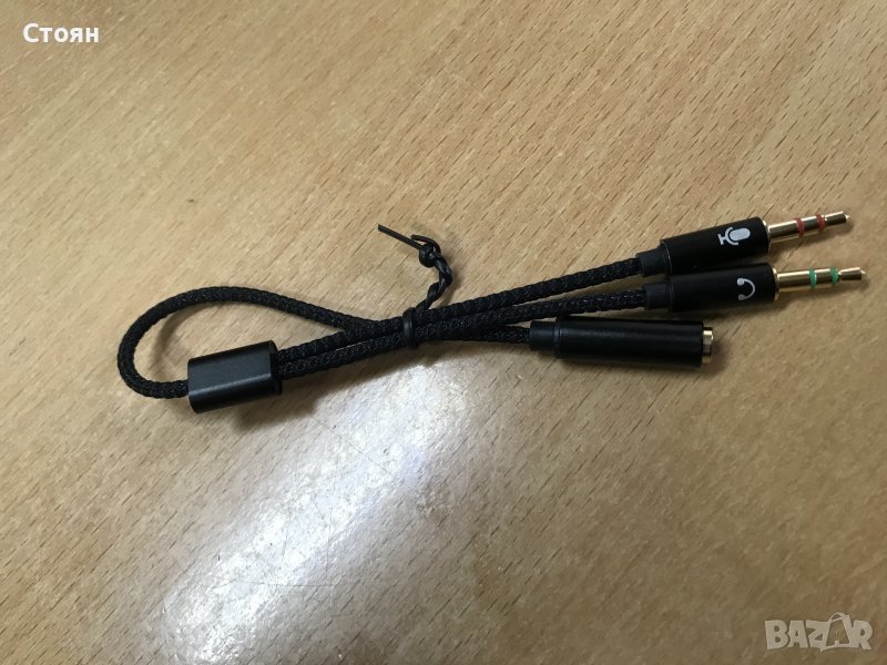 Разделителен кабел за слушалки с микрофон, снимка 1