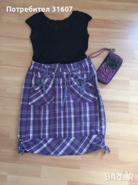 Пола в лилаво каре в сет по ваш избор, снимка 1