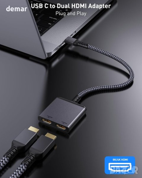 2 в 1 Адаптер USB C към двоен HDMI в Кабели и адаптери в гр. София ...