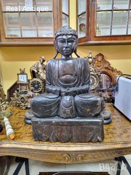 Великолепна голяма антикварна дървена фигура статуетка , снимка 1