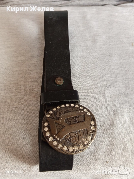 Дамски кожен колан с кристали марков много красив 31147, снимка 1