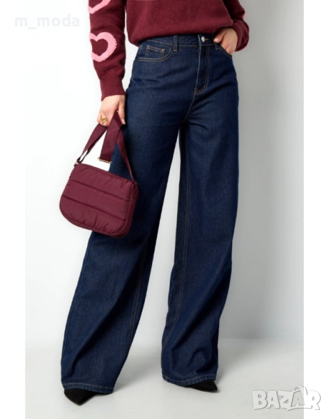 Дамски дънки с висока талия и широк крачол, снимка 1