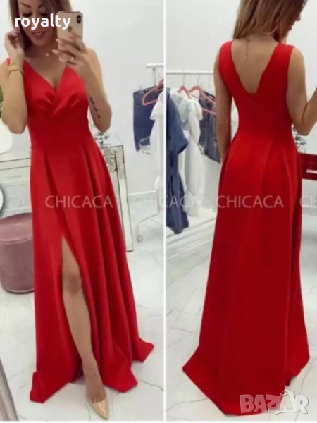 Червена дълга официална рокля , снимка 1