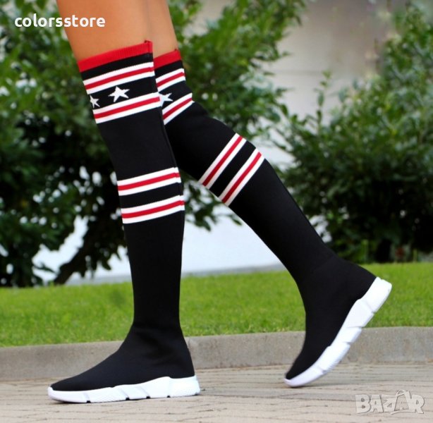 Равни ботуши - черни с бяло ходило - C3860, снимка 1