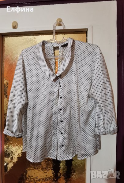 Бяла риза на черни точки- тип модерен винтидж, снимка 1