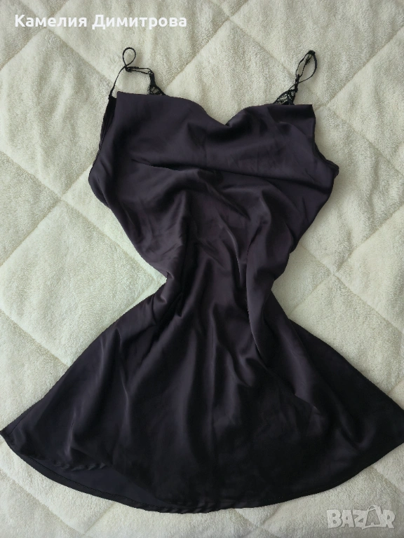 Елегантна черна рокля с тънки презрамки и ефектен гръб с пеперуда, снимка 1