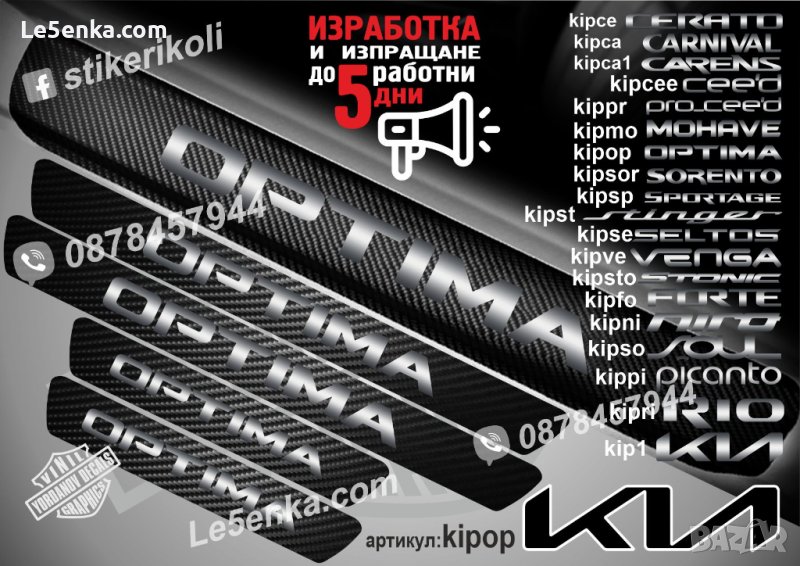 ПРАГОВЕ карбон KIA OPTIMA фолио стикери kipop, снимка 1