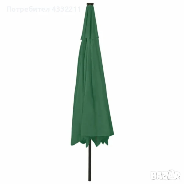 Градински чадър 300x260 см – Зелен плат с черна основа, снимка 1