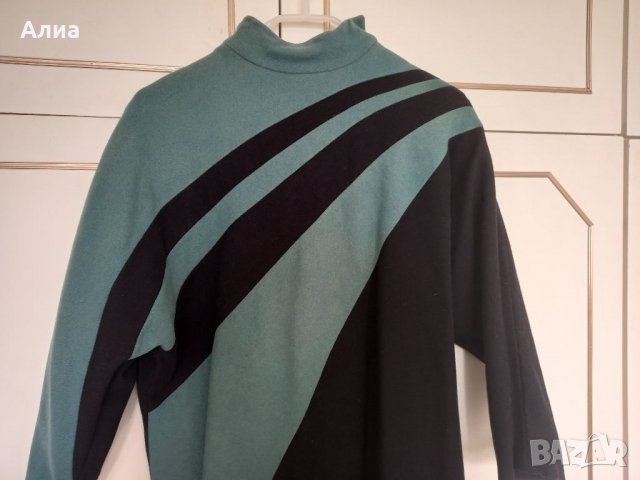 Зимна рокля в черно и морско зелено/синьо, снимка 3 - Рокли - 37126530