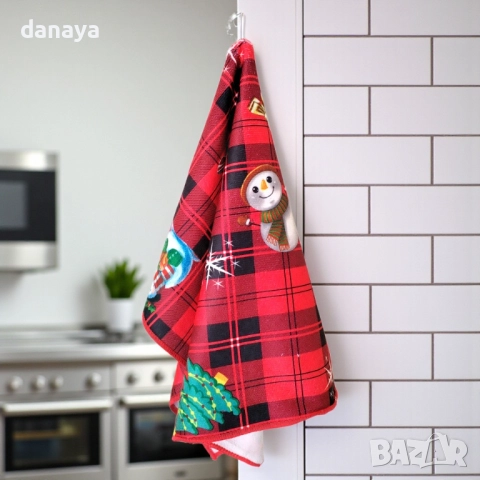 6117 Кухненска коледна кърпа за ръце, 58x40 см, снимка 5 - Хавлиени кърпи - 51758380