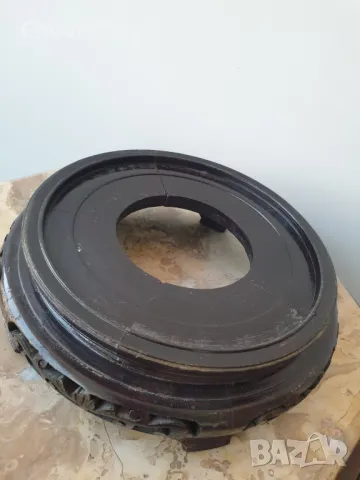 Cloisonne 26см/Клоазон-Клозоне стара голяма китайска купа/поставка ръчна дърворезба, снимка 10 - Други - 46578938