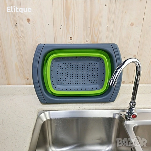 Сгъваема правоъгълна кошница за измиване и изцеждане на плодове и зеленчуци, снимка 8 - Аксесоари за кухня - 53447520