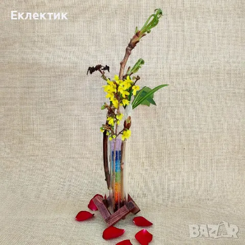 Вази с епруветки. Дърво, полускъпоценни камъни, мъниста, хербарий. Богат избор, снимка 10 - Вази - 50040794