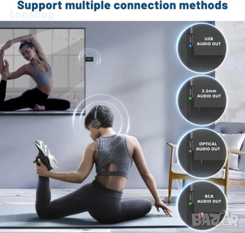 BKM600 Безжични слушалки за телевизор, с Bluetooth USB предавател, снимка 5 - Bluetooth слушалки - 50525711