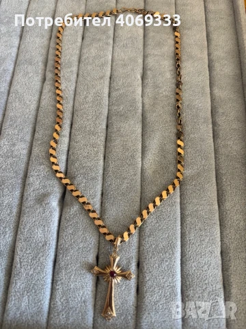 Стар златен Кръст с рубин 14к 5.96гр 5см , снимка 11 - Колиета, медальони, синджири - 50898227