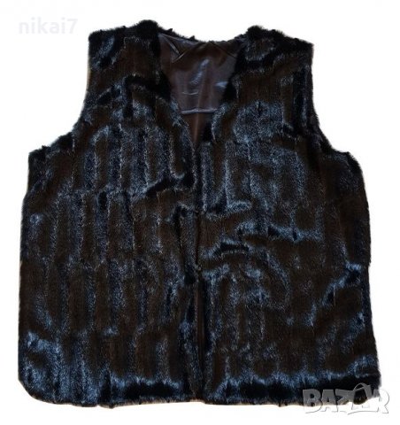 XXXL дамски елек от здрав еко косъм закочаване с клипси , снимка 3 - Елеци - 27203648