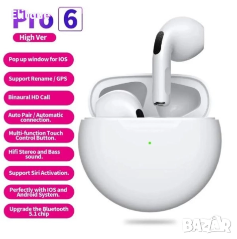 Безжични слушалки Pro 6 , снимка 4 - Слушалки, hands-free - 52906166
