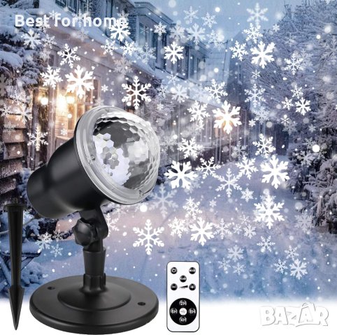 Коледен ЛЕД проектор- снежинки с дистанционно , снимка 1 - Други - 43498667