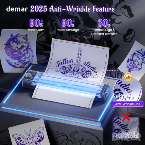 Принтер за татуировки Yowell H1, 10 листа трансферна хартия, черен, снимка 2 - Принтери, копири, скенери - 53382697