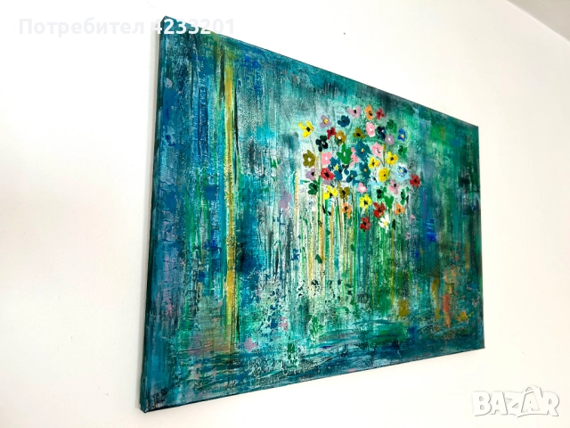 Картина абстрактни цветя / гора / интериорна картина / платно / канаваца, снимка 3 - Картини - 51438885