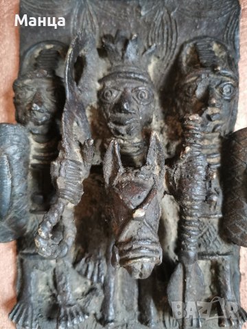 Африканска бронзова плоча, снимка 6 - Антикварни и старинни предмети - 36921299