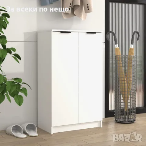 Шкаф за обувки, бял, 59x35x100 см, инженерно дърво, снимка 2 - Шкафове - 47468477
