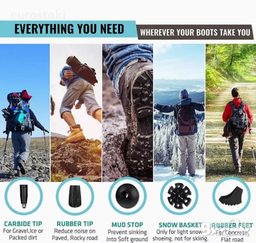 Щеки за трекинг Forest tales от алуминий с коркова дръжка. Леки, сгъваеми туристически щеки за раниц, снимка 5 - Спортна екипировка - 52851870