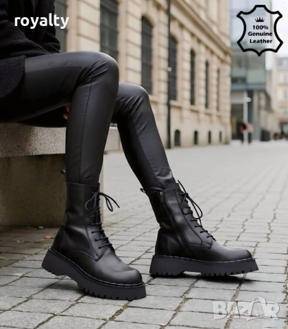 Равни боти - черна ЕСТЕСТВЕНА кожа, снимка 2 - Дамски боти - 52464184