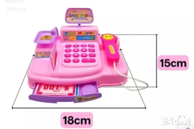Детски касов апарат с продукти и пари с звук и светлина розов 154922, снимка 3 - Образователни игри - 47608098