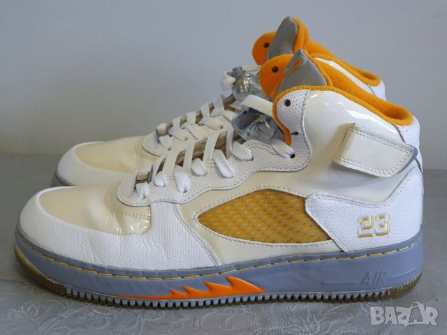 NIKE Air Force Jordan Fusion 5 White & Orange 44 номер , снимка 1 - Маратонки - 39065240