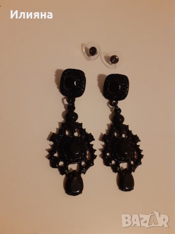 Елегантни черни обеци, снимка 9 - Обеци - 39686304