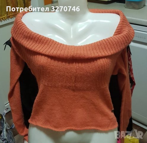 Дамска блуза,ефект голи рамене, М размер, снимка 1 - Блузи с дълъг ръкав и пуловери - 35271451