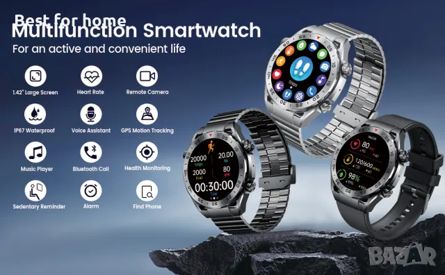 Луксозен мъжки смарт часовник NIIZZERO с метален корпус , снимка 14 - Смарт гривни - 48711064