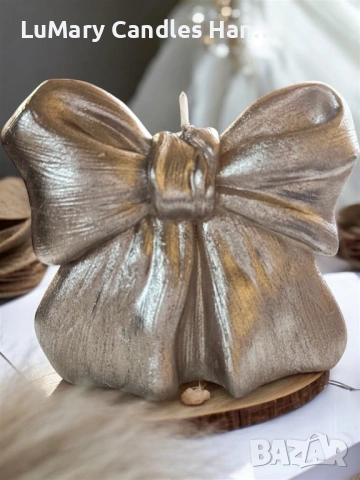 Свещ “ Златна панделка”, снимка 4 - Декорация за дома - 53225211