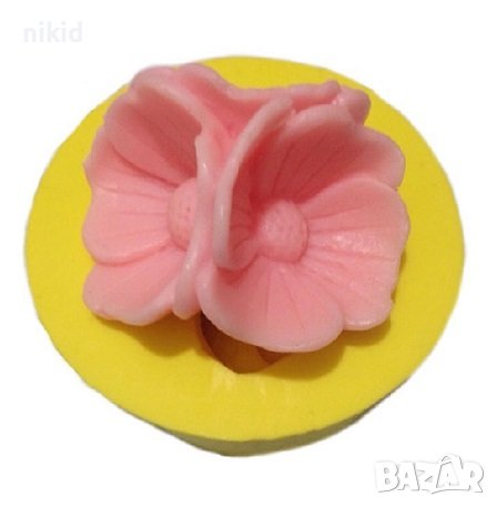 3 фунийки едро цвете силиконов молд форма фондан гипс свещ сапун, снимка 2 - Форми - 36824779