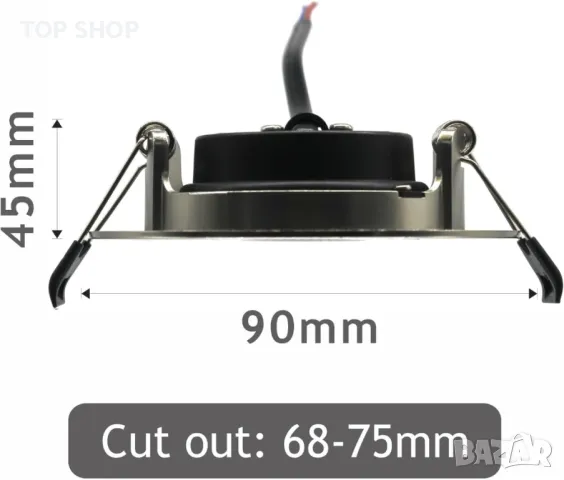 sanlumia 6 бр. LED лампа за вграждане IP44 7W 600lm, 6400K студено бяло, покритие от сатениран никел, снимка 3 - Лед осветление - 49511624