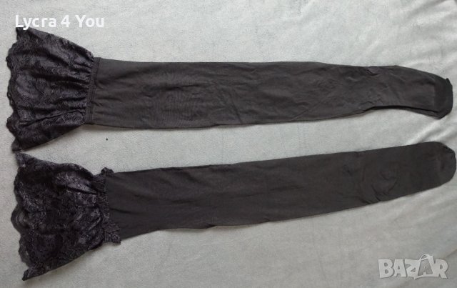 Черни чорапи с дантела, без силикон М/L размер, снимка 1 - Бельо - 44117852