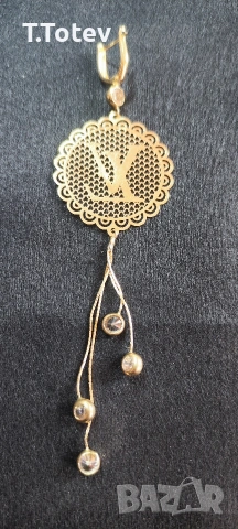 Златни дамски обеци Louis Vuitton - 8.7гр 14к , снимка 3 - Обеци - 53451097