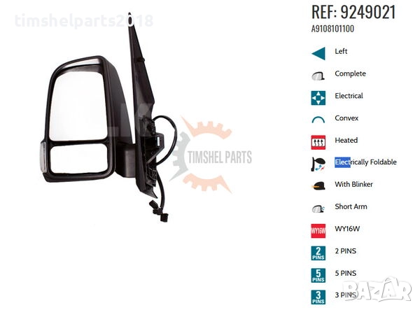 Електрическо огледало "с автоматично прибиране" за Mercedes Sprinter 907 след 2018 год. - Шофьорска , снимка 3 - Части - 52587921