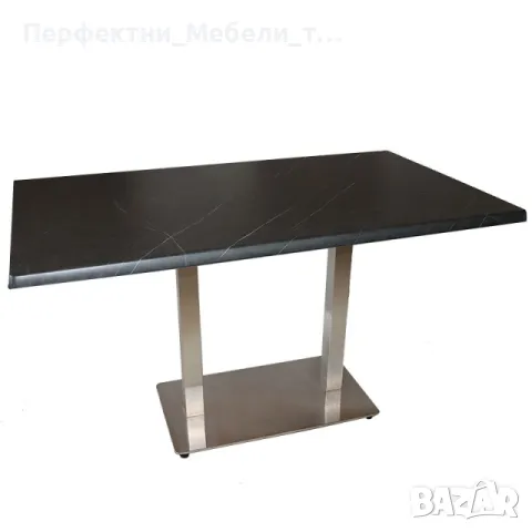 Трапезна маса 120/70 или 140/80-иноксова основа с различни плотове в дървесен/мрамор цвят, снимка 2 - Маси - 48624977