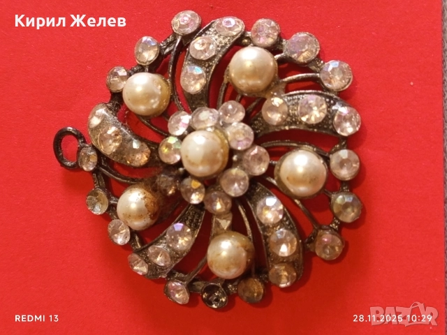 Кристална Арт висулка с перли и розов кварц 52259, снимка 2 - Колиета, медальони, синджири - 52570452