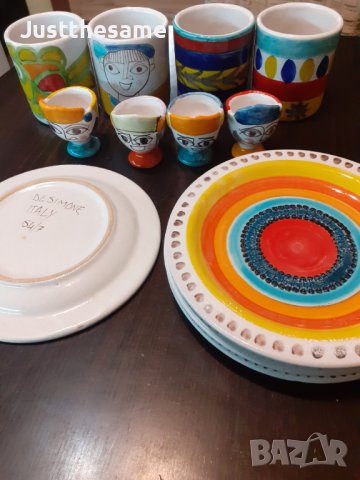 Ръчно направени и рисувани керамични съдове De Simone Italy, снимка 4 - Антикварни и старинни предмети - 43185621
