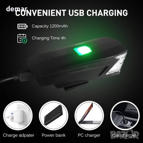 dsfen USB акумулаторни LED велосипедни светлини за нощно каране, снимка 5 - Части за велосипеди - 43745006
