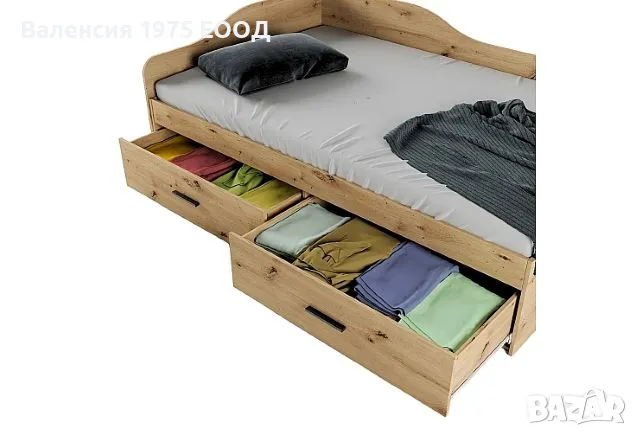 Легло персон и половина с чекмеджета Сити 2030 дъб артисан или комбинация мока/ лате, снимка 4 - Спални и легла - 47352883