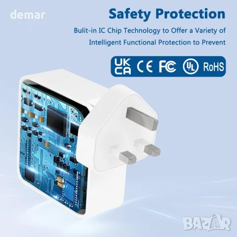 100W USB C супер бързо зарядно устройство, зареждане на Mac Book Pro, USB C-C 2M кабел, снимка 6 - Друга електроника - 48225247