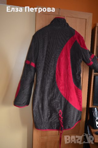 Дамско есенно-зимно джинсово манто в тъмнокафяво и цикламено; 4XL÷5XL, снимка 4 - Палта, манта - 43830262