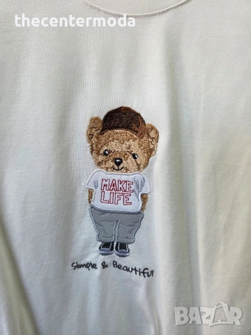 Памучна тениска с мече, снимка 3 - Тениски - 53535807