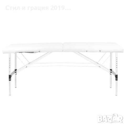 Преносима двусекторна кушетка Komfort 186 х 59 х 62/80 см - бяла/черна, снимка 8 - Кушетки - 43922123