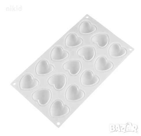 3D 15 средни сърца сърце силиконов молд форма желирани бонбони лед фондан шоколад тесто гипс, снимка 2 - Форми - 32379655