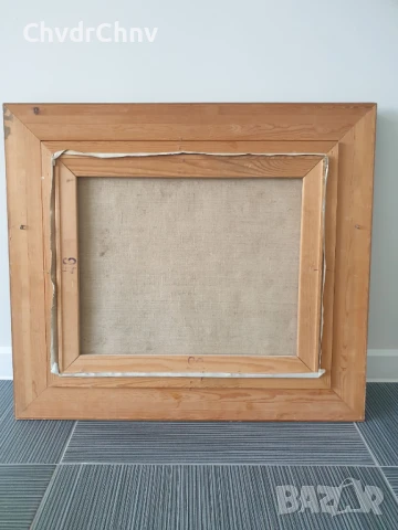 Krotter 77х67см/стара австрийска картина масло върху платно/пейзаж/къщи-река/дървена рамка, снимка 11 - Картини - 51217429